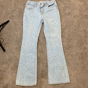 Flare leg fit jeans with light blue denim